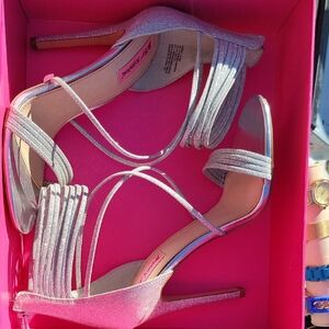 Elegant Silver Strappy Heels